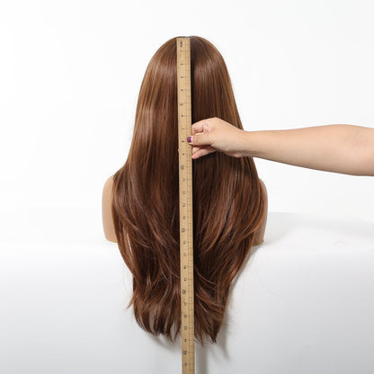Chestnut brown synthetic layered lace front wig | Milk &amp; Honey Wigs