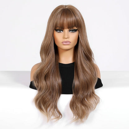 Chestnut brown long wavy synthetic lace front wig | Milk &amp; Honey Wigs
