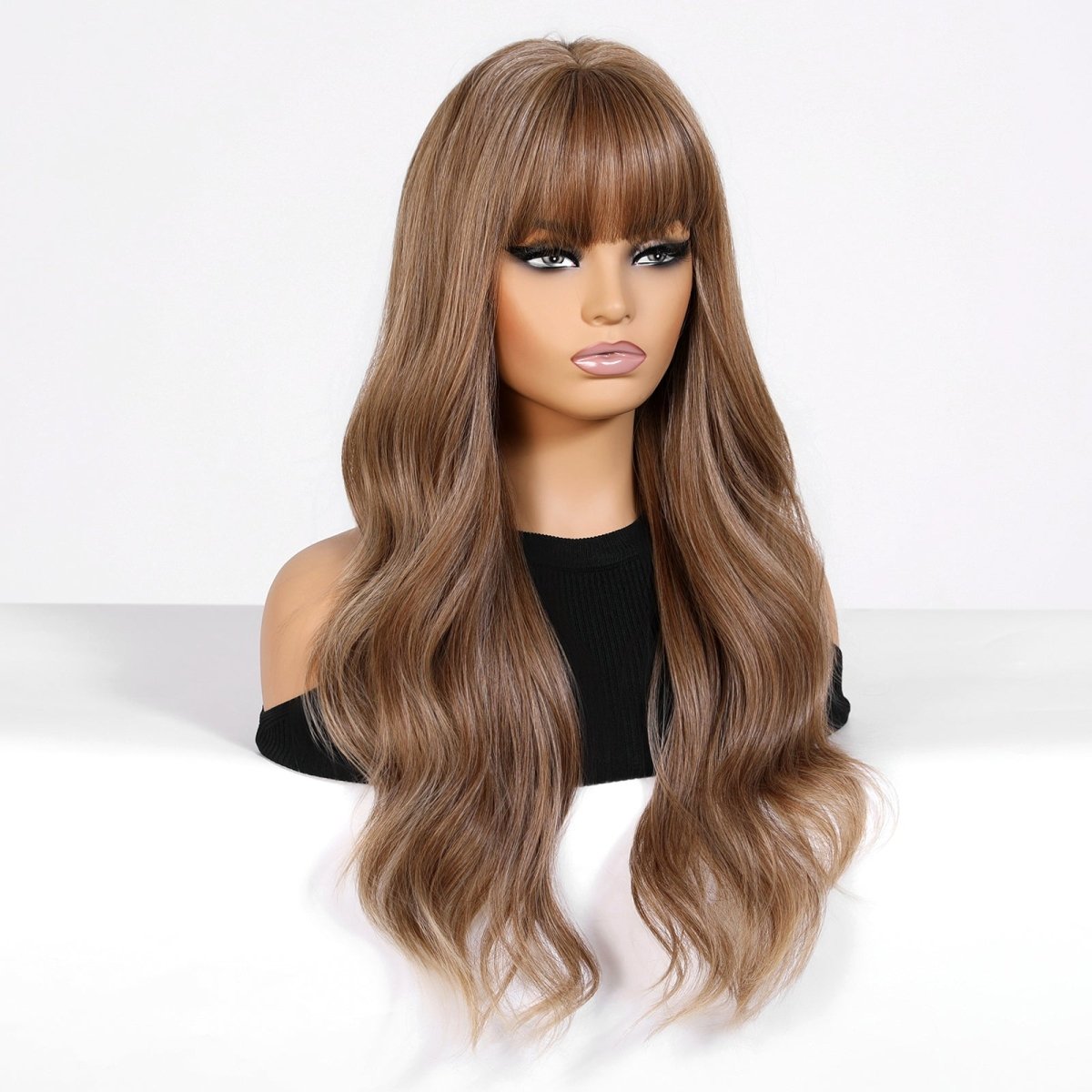 Chestnut Brown Long Wavy Wig- MARKETPLACE | Brown, Fringe, Synthetic Hair | Milk &amp; Honey Wigs
