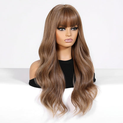 Chestnut brown long wavy synthetic lace front wig | Milk &amp; Honey Wigs