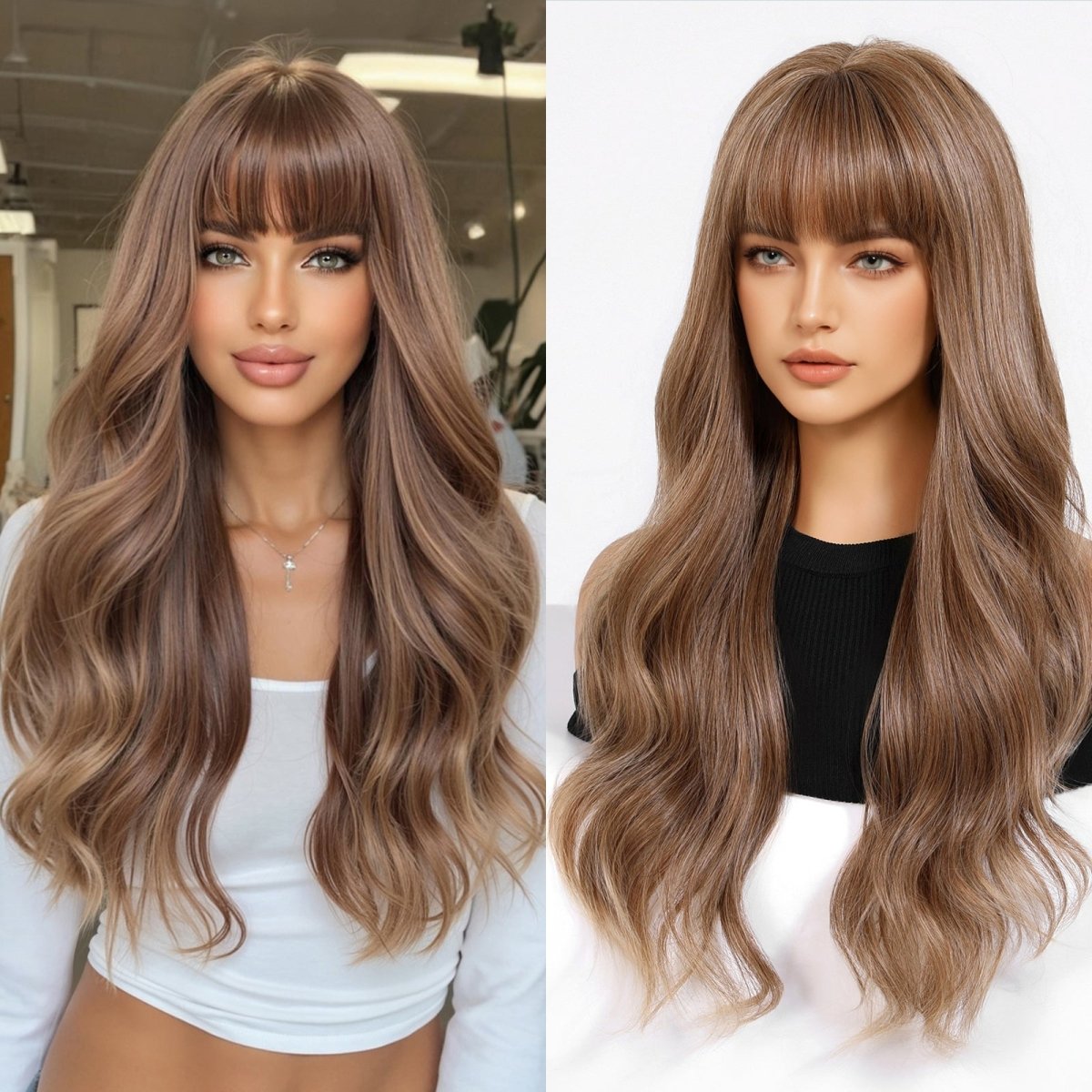 Chestnut Brown Long Wavy Wig- MARKETPLACE | Brown, Fringe, Synthetic Hair | Milk &amp; Honey Wigs