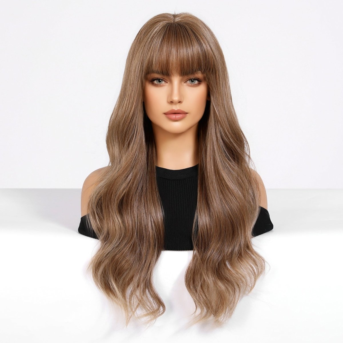 Chestnut Brown Long Wavy Wig- MARKETPLACE | Brown, Fringe, Synthetic Hair | Milk &amp; Honey Wigs