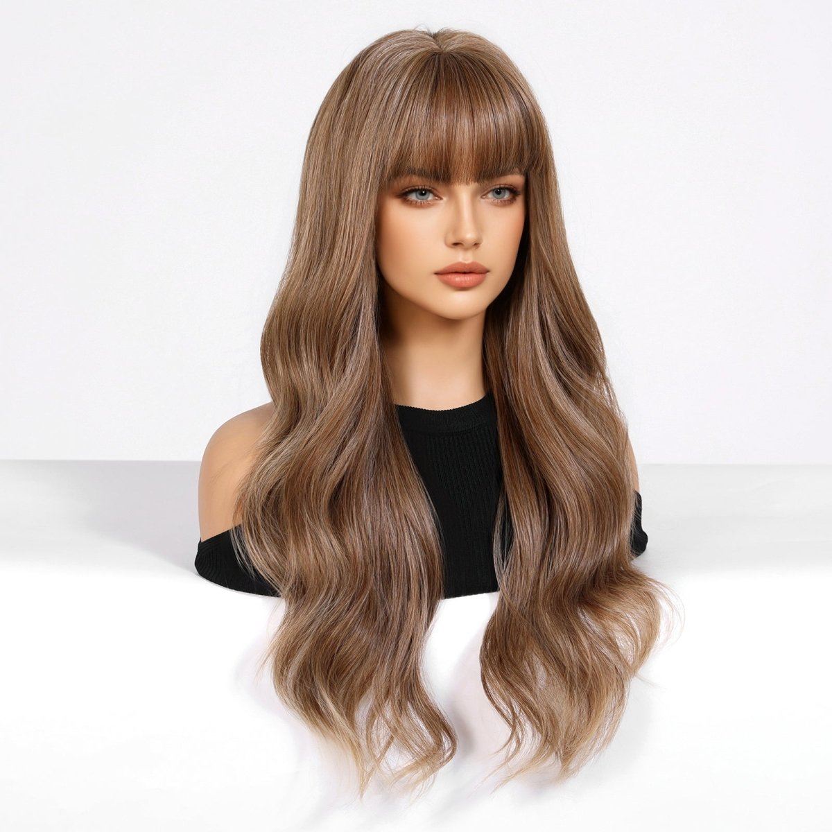 Chestnut Brown Long Wavy Wig- MARKETPLACE | Brown, Fringe, Synthetic Hair | Milk &amp; Honey Wigs
