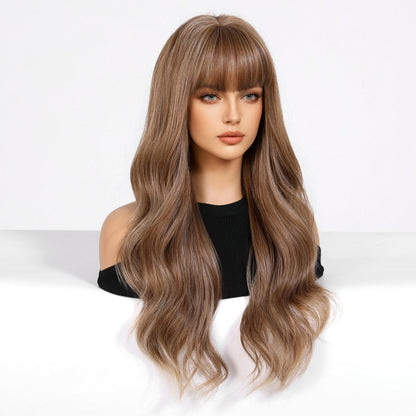 Chestnut brown long wavy synthetic lace front wig | Milk &amp; Honey Wigs