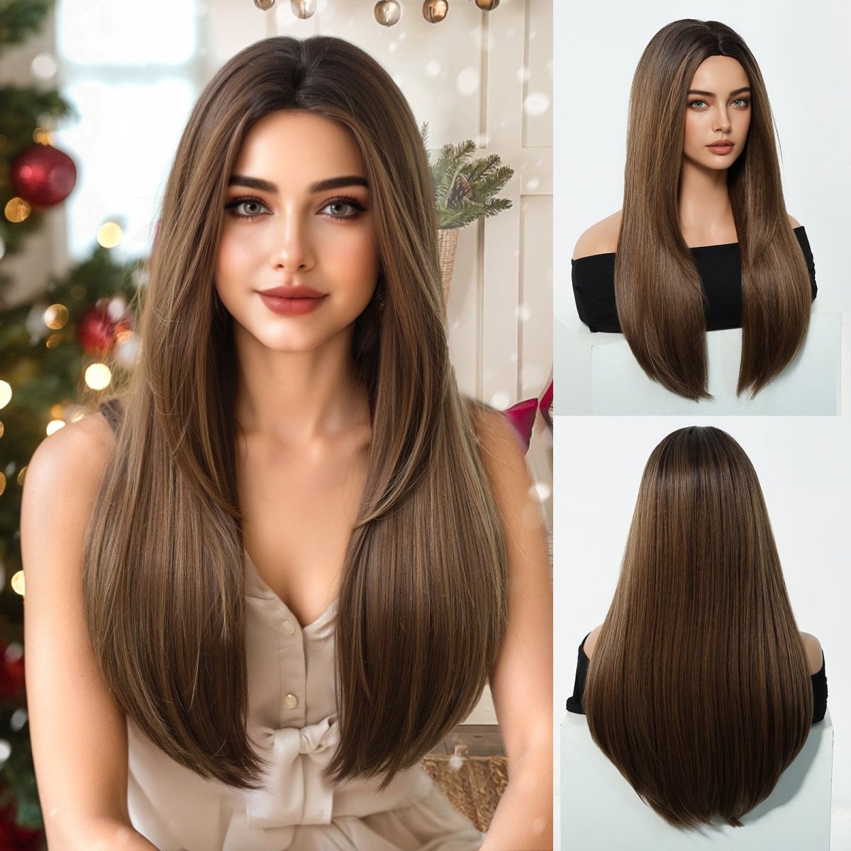 Chestnut Brown Straight Wig - MARKETPLACE | Brown, Fringe, Synthetic Hair | Milk &amp; Honey Wigs