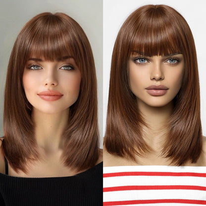 Chestnut brown synthetic lace front wig | Milk &amp; Honey Wigs