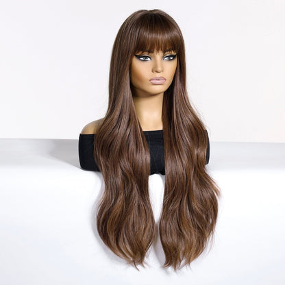 Chestnut Brown synthetic full fringe wig | Milk &amp; Honey Wigs
