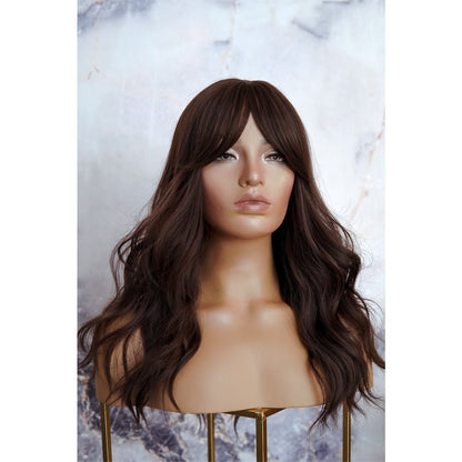 CLAIRE dark brown synthetic natural wave fringe wig | Milk &amp; Honey Wigs