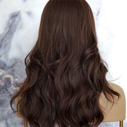 CLAIRE dark brown synthetic natural wave fringe wig | Milk &amp; Honey Wigs