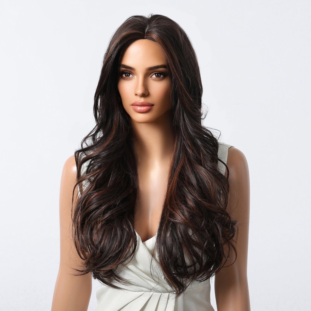 Classic Dark Chocolate Voluminous Curls Wig - MARKETPLACE | Brown, Fringe, Synthetic Hair | Milk &amp; Honey Wigs