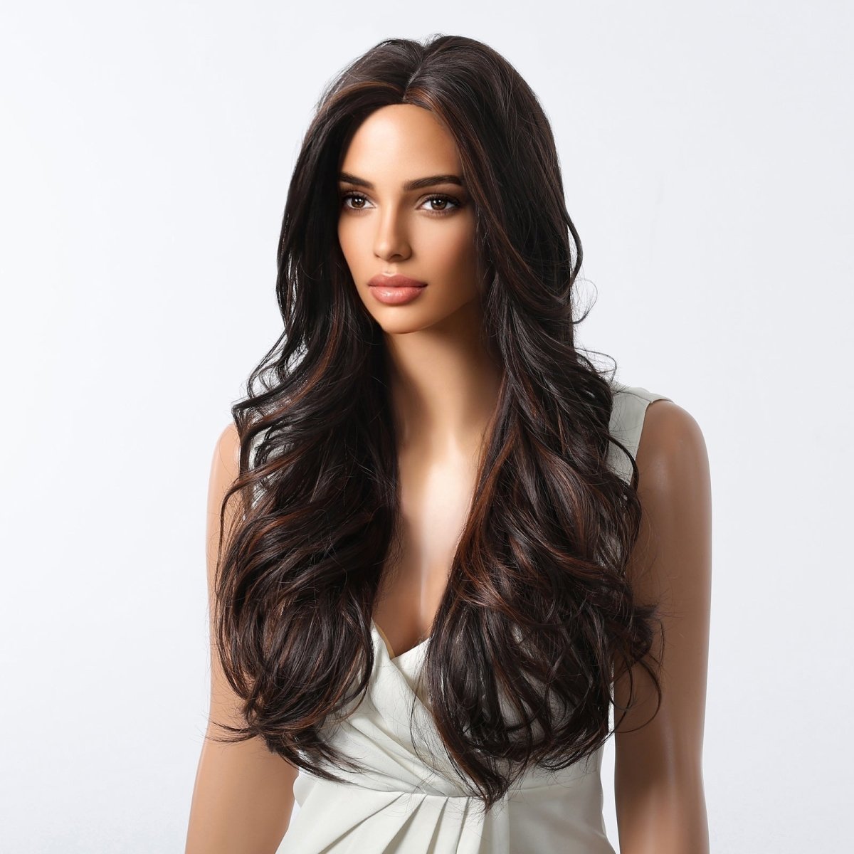 Classic Dark Chocolate Voluminous Curls Wig - MARKETPLACE | Brown, Fringe, Synthetic Hair | Milk &amp; Honey Wigs