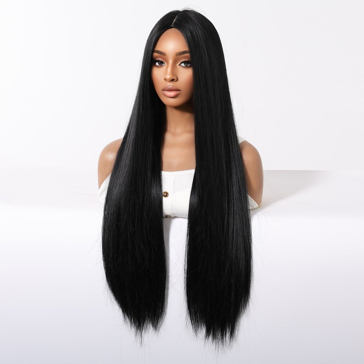 Classic Jet Black Sleek Straight Wig - MARKETPLACE | Black, Fringe, Synthetic Hair | Milk &amp; Honey Wigs