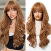 Copper Cinnamon Waves with Blunt Fringe Wig - MARKETPLACE | Ginger, Fringe, Synthetic Hair | Milk & Honey Wigs