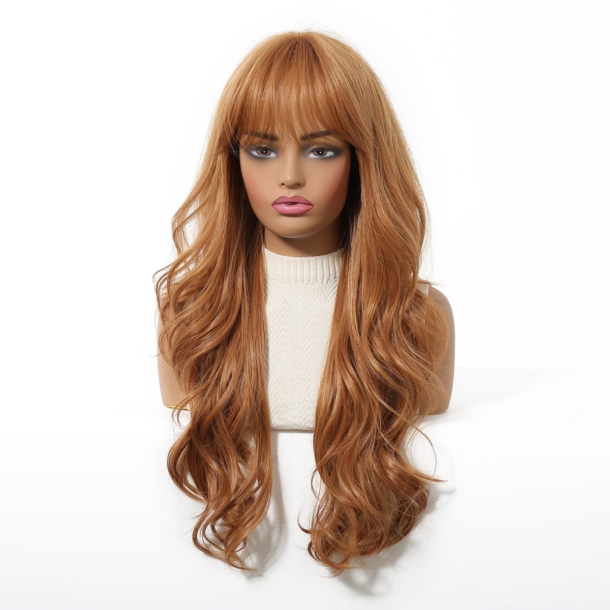 Copper Cinnamon Waves with Blunt Fringe Wig - MARKETPLACE | Ginger, Fringe, Synthetic Hair | Milk &amp; Honey Wigs
