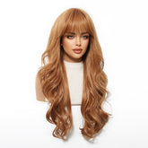 Copper Cinnamon Waves with Blunt Fringe Wig - MARKETPLACE | Ginger, Fringe, Synthetic Hair | Milk & Honey Wigs