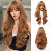 Copper Cinnamon Waves with Blunt Fringe Wig - MARKETPLACE | Ginger, Fringe, Synthetic Hair | Milk & Honey Wigs