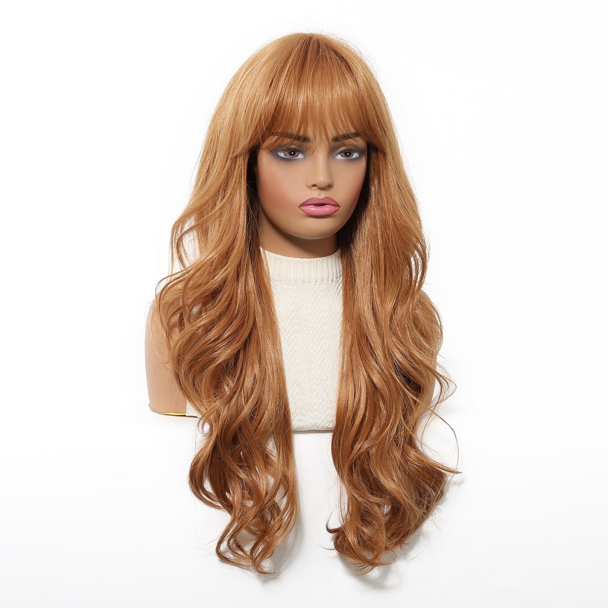 Copper Cinnamon Waves with Blunt Fringe Wig - MARKETPLACE | Ginger, Fringe, Synthetic Hair | Milk &amp; Honey Wigs