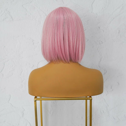 COURTNEY pink synthetic straight fringe wig | Milk &amp; Honey Wigs