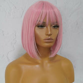 COURTNEY - Pink - Fringe Wig | Pink, 12 Inch & Shorter, Fringe, Synthetic Hair | Milk & Honey Wigs