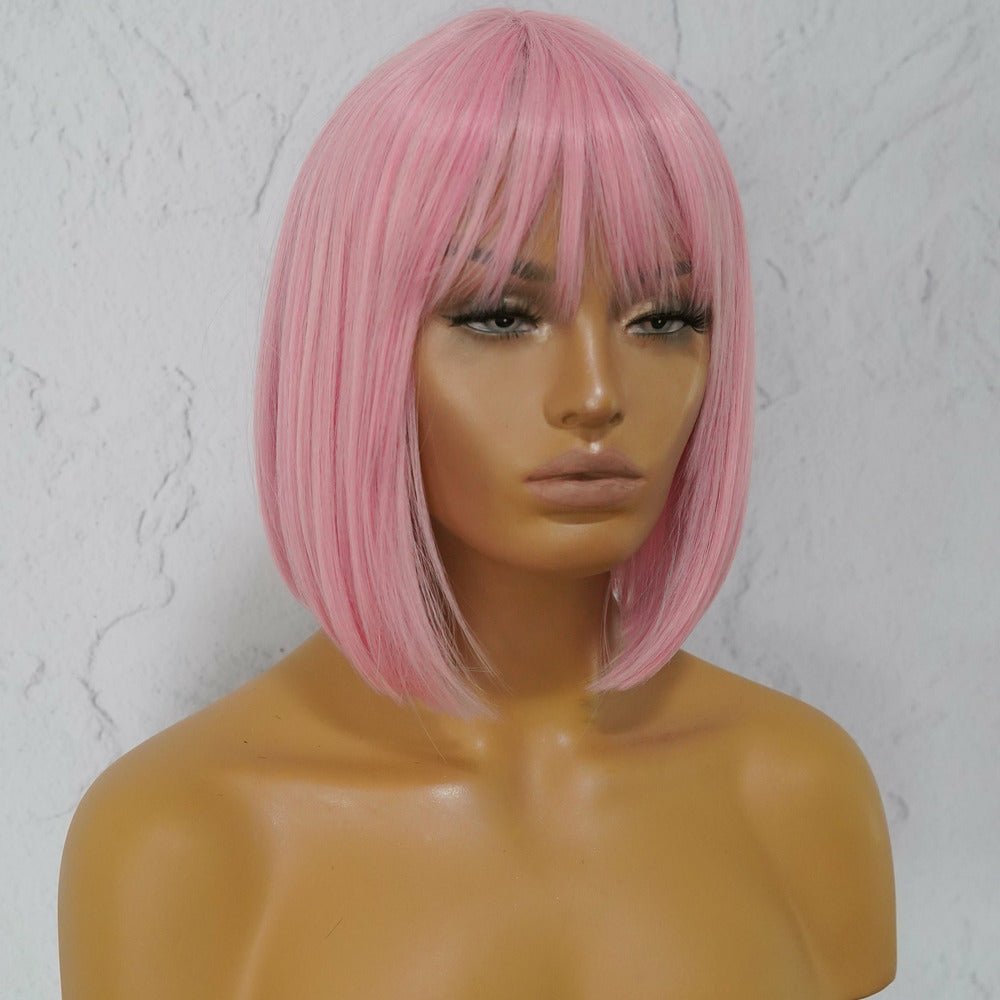 COURTNEY - Pink - Fringe Wig | Pink, 12 Inch &amp; Shorter, Fringe, Synthetic Hair | Milk &amp; Honey Wigs