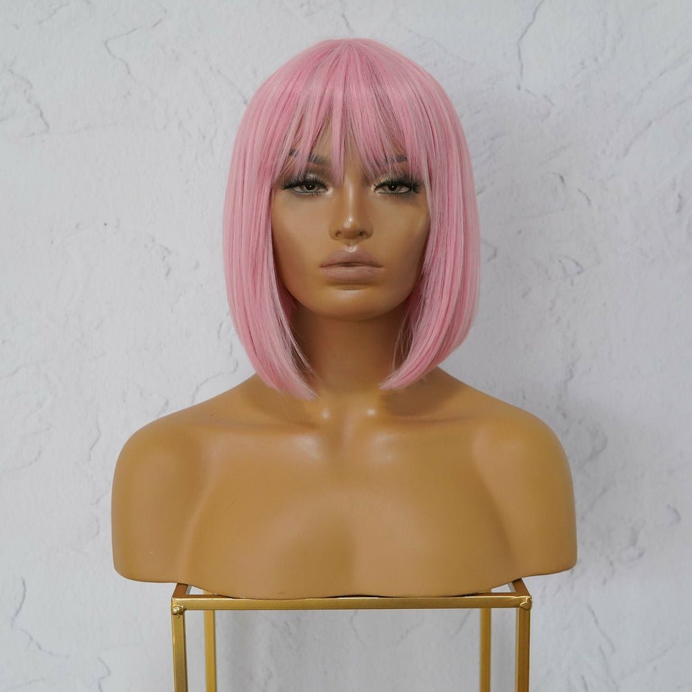 COURTNEY - Pink - Fringe Wig | Pink, 12 Inch &amp; Shorter, Fringe, Synthetic Hair | Milk &amp; Honey Wigs