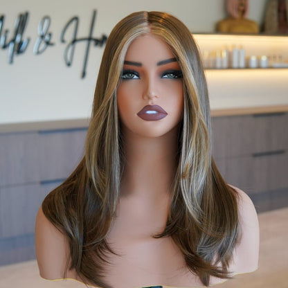DAHLIA medium brown caramel synthetic lace front wig | Milk &amp; Honey Wigs