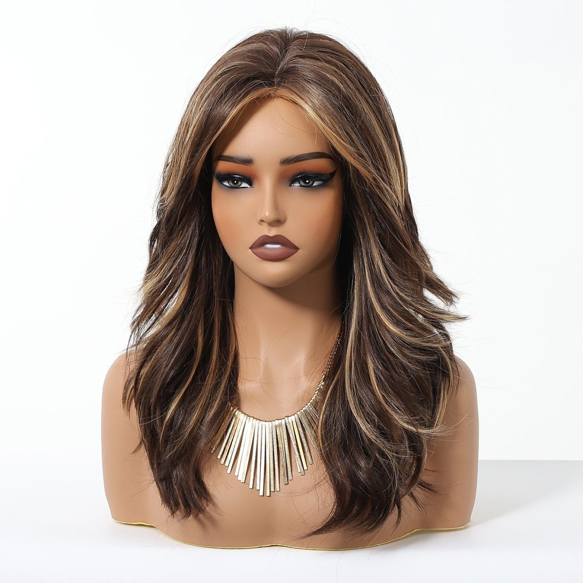 Dark Brown Blonde Highlights Wig - MARKETPLACE | Brown, Fringe, Synthetic Hair | Milk &amp; Honey Wigs