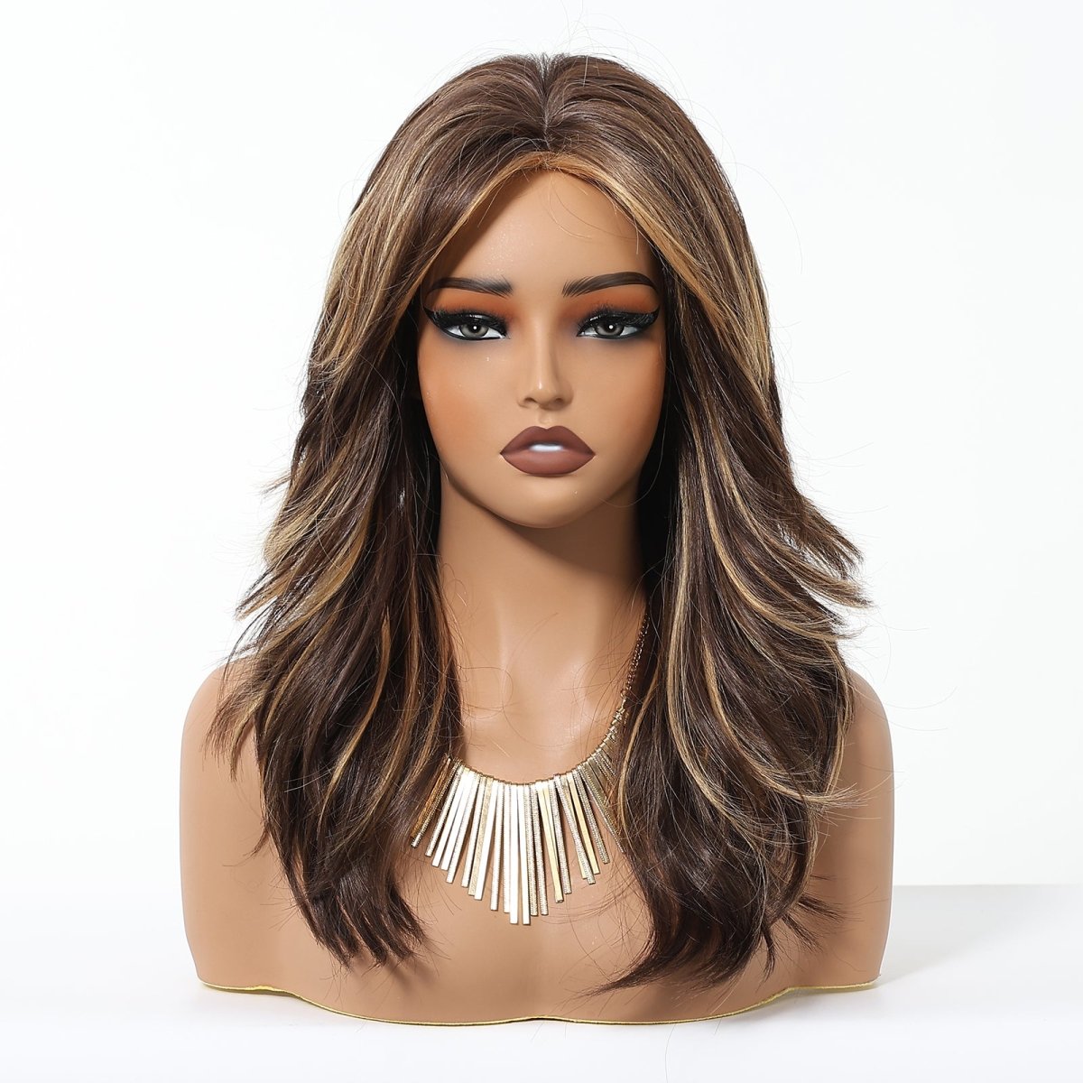 Dark Brown Blonde Highlights Wig - MARKETPLACE | Brown, Fringe, Synthetic Hair | Milk &amp; Honey Wigs