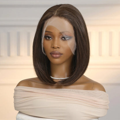 Dark brown synthetic bob lace front wig | Milk &amp; Honey Wigs