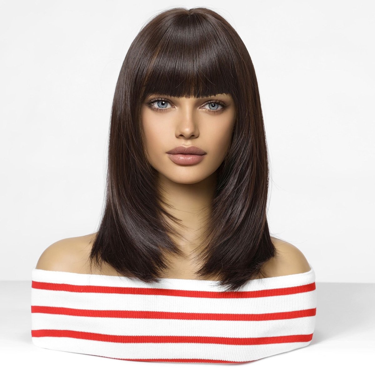 Dark Brown Fringe Wig- MARKETPLACE | Brown, Fringe, Synthetic Hair | Milk &amp; Honey Wigs