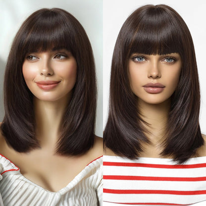 Dark brown synthetic fringe wig | Milk &amp; Honey Wigs