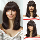Dark Brown Fringe Wig- MARKETPLACE | Brown, Fringe, Synthetic Hair | Milk & Honey Wigs