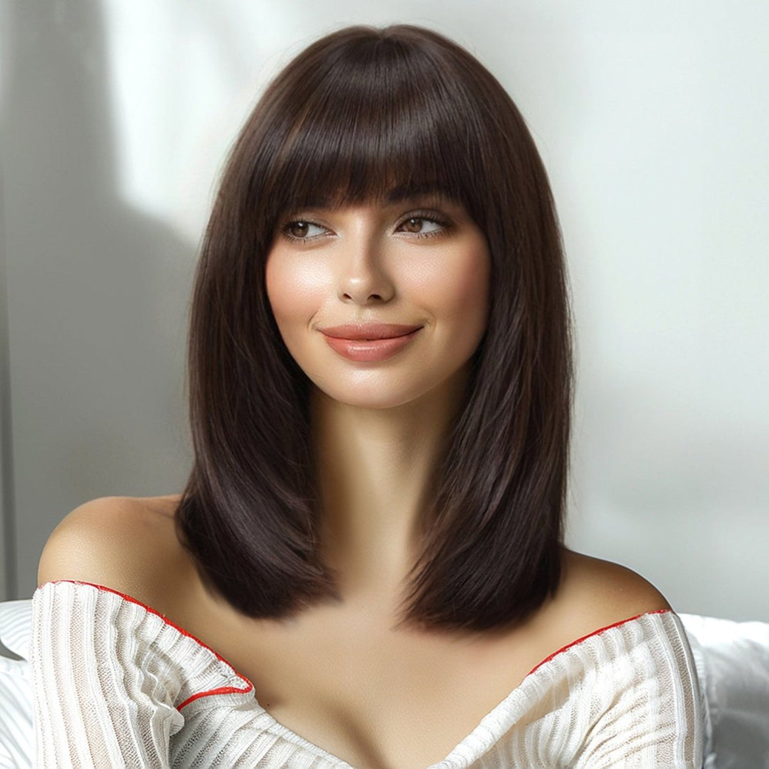 Dark Brown Fringe Wig- MARKETPLACE | Brown, Fringe, Synthetic Hair | Milk &amp; Honey Wigs