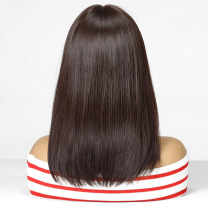 Dark brown synthetic fringe wig | Milk &amp; Honey Wigs
