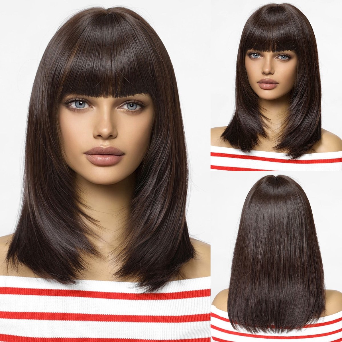 Dark Brown Fringe Wig- MARKETPLACE | Brown, Fringe, Synthetic Hair | Milk &amp; Honey Wigs