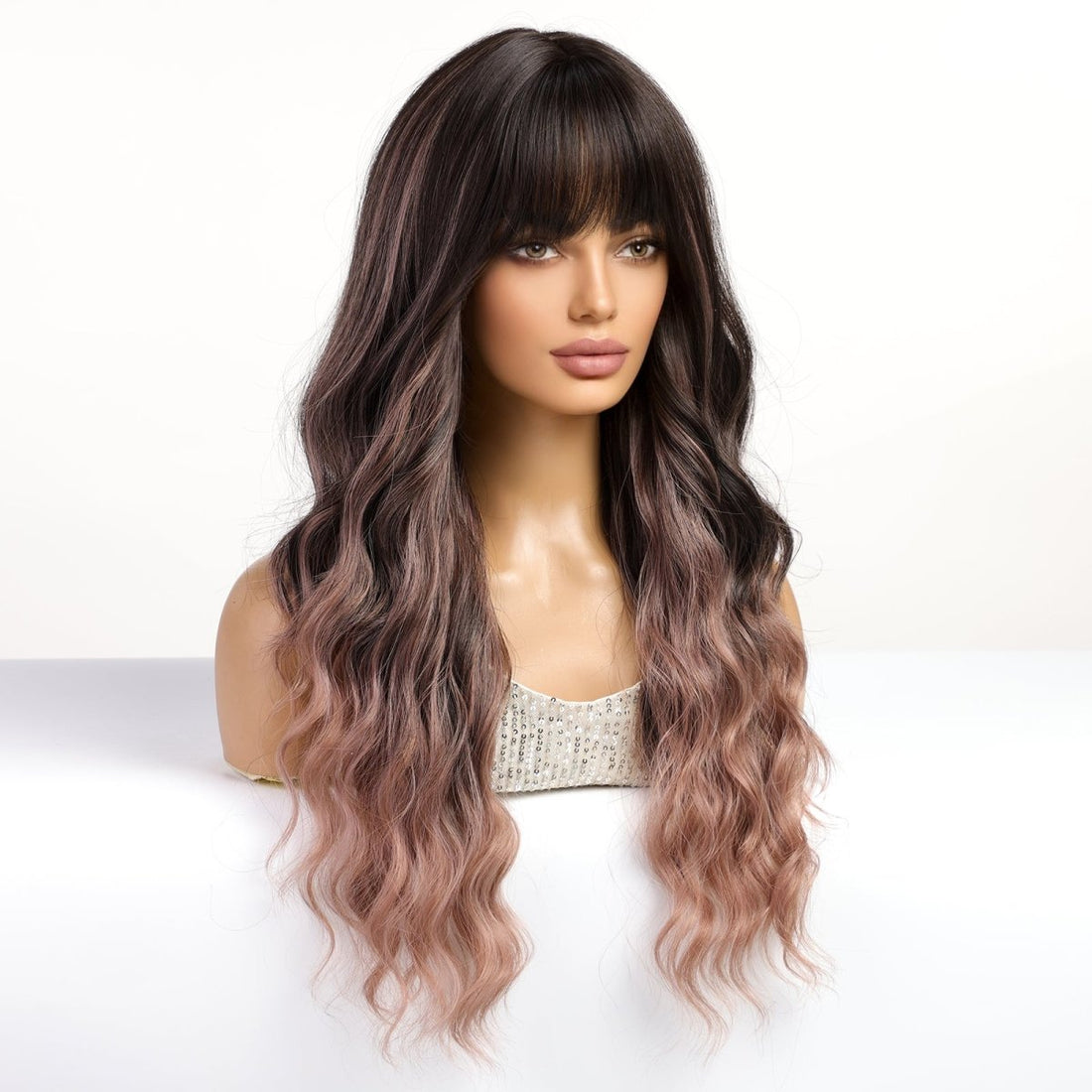 Dark Brown Ombre Wig - MARKETPLACE | Brown, Fringe, Synthetic Hair | Milk &amp; Honey Wigs