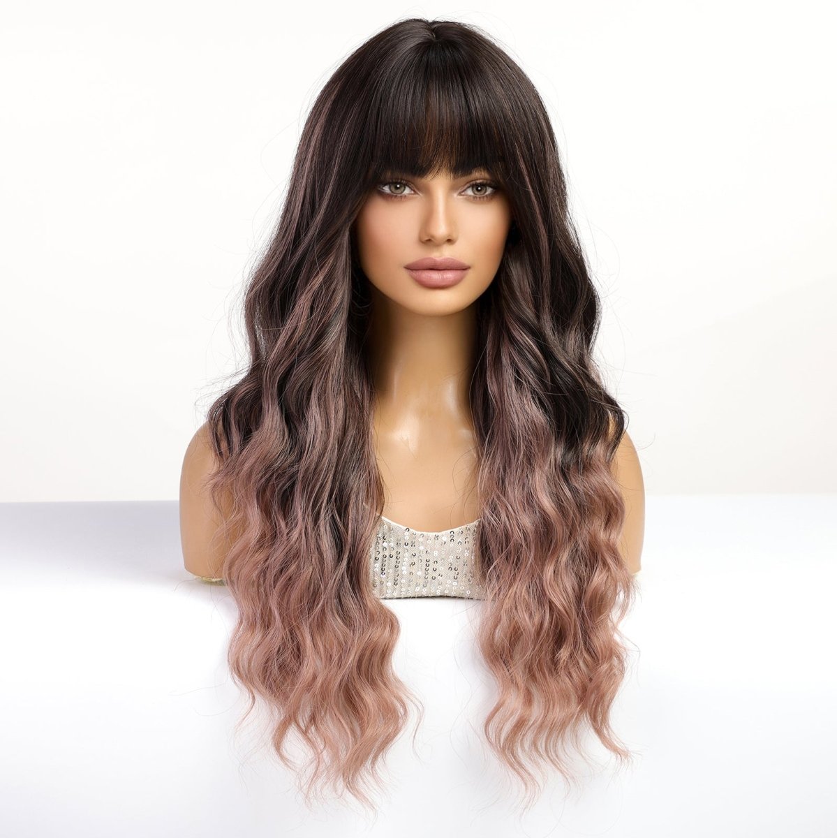 Dark Brown Ombre Wig - MARKETPLACE | Brown, Fringe, Synthetic Hair | Milk &amp; Honey Wigs