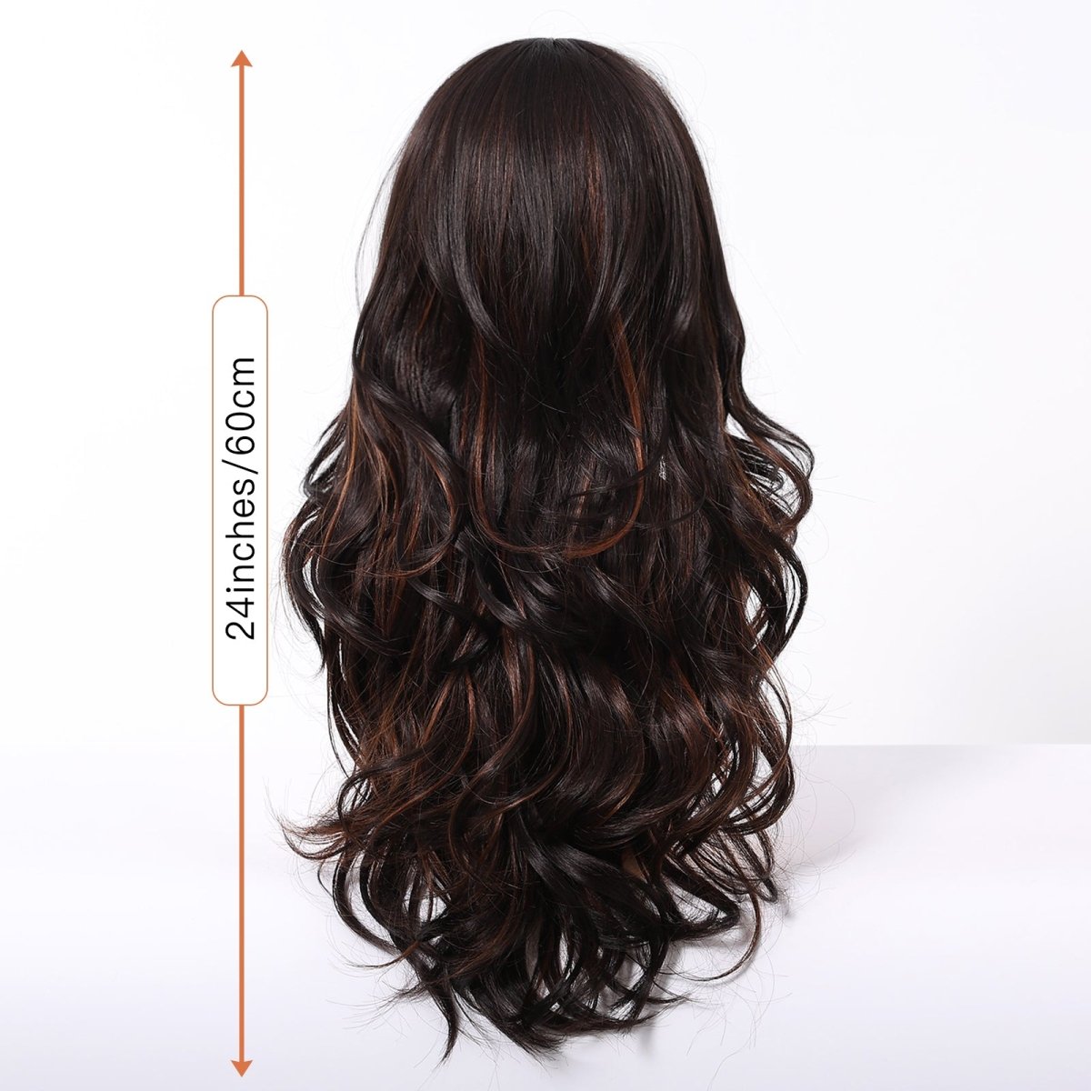 Dark Brown Wig Caramel Highlights Wig - MARKETPLACE | Brown, Fringe, Synthetic Hair | Milk &amp; Honey Wigs