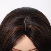 Dark Brown Wig Caramel Highlights Wig - MARKETPLACE | Brown, Fringe, Synthetic Hair | Milk & Honey Wigs