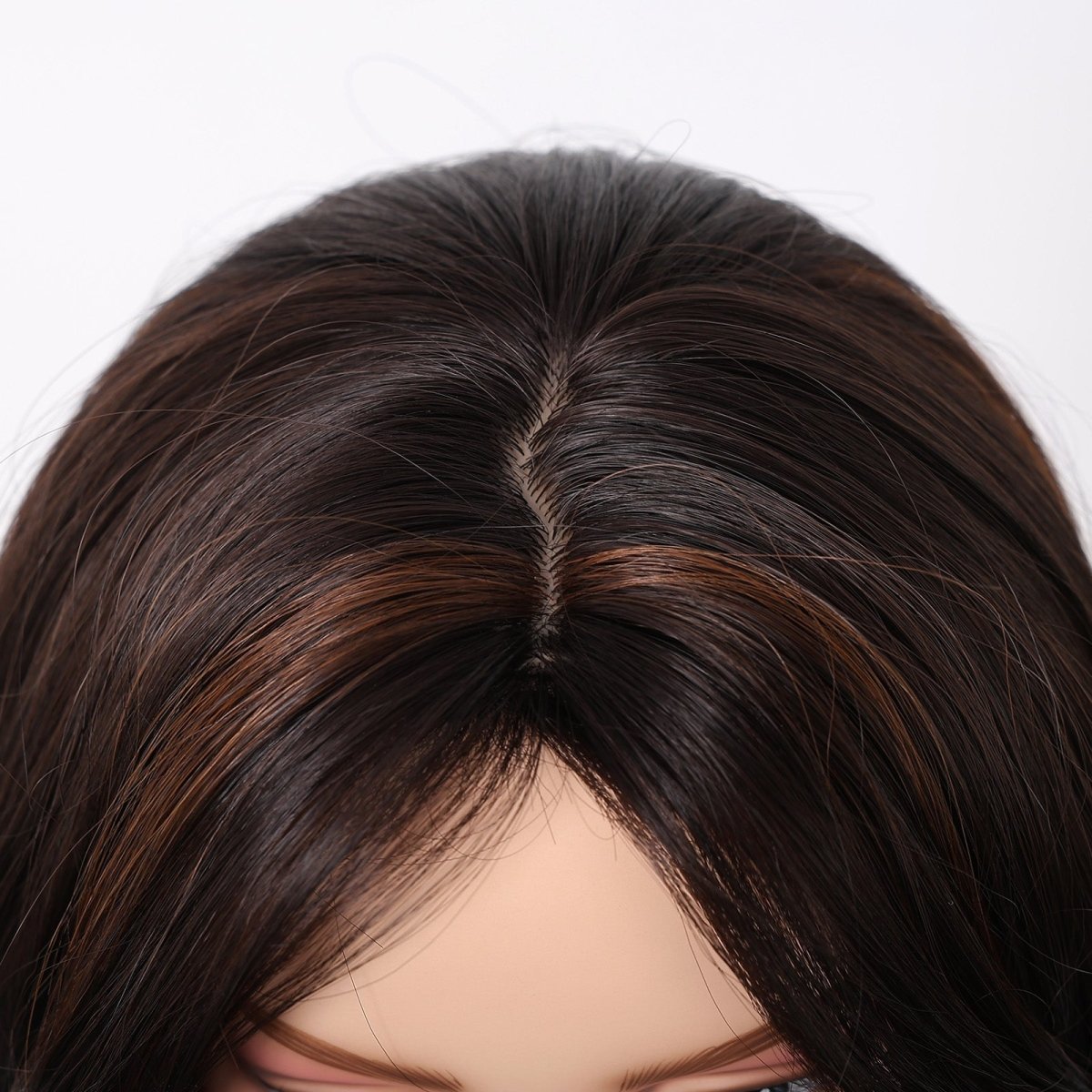 Dark Brown Wig Caramel Highlights Wig - MARKETPLACE | Brown, Fringe, Synthetic Hair | Milk &amp; Honey Wigs