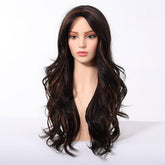 Dark Brown Wig Caramel Highlights Wig - MARKETPLACE | Brown, Fringe, Synthetic Hair | Milk & Honey Wigs