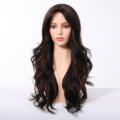 Dark Brown Caramel Highlights Dark Brown Caramel synthetic lace front wig | Milk &amp; Honey Wigs