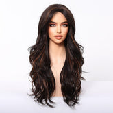 Dark Brown Wig Caramel Highlights Wig - MARKETPLACE | Brown, Fringe, Synthetic Hair | Milk & Honey Wigs