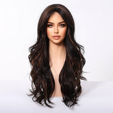 Dark Brown Wig Caramel Highlights Wig - MARKETPLACE | Brown, Fringe, Synthetic Hair | Milk & Honey Wigs