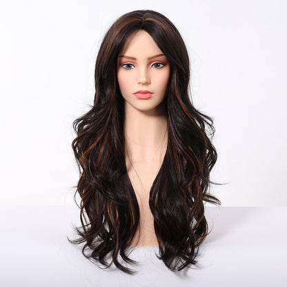 Dark Brown Caramel Highlights Dark Brown Caramel synthetic lace front wig | Milk &amp; Honey Wigs