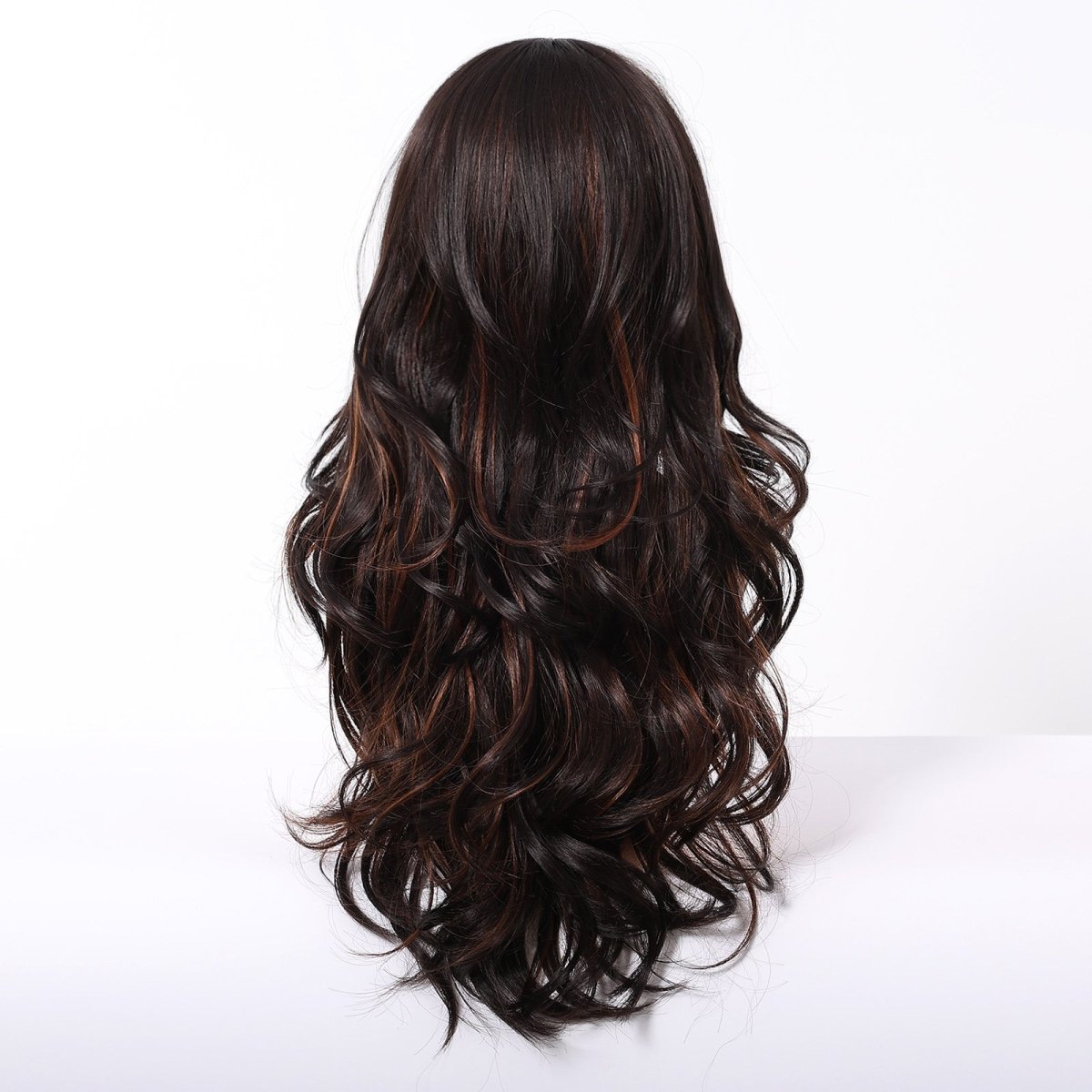 Dark Brown Wig Caramel Highlights Wig - MARKETPLACE | Brown, Fringe, Synthetic Hair | Milk &amp; Honey Wigs