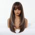 Dark Brown With Highlights Fringe Wig - MARKETPLACE | Brown, Fringe, Synthetic Hair | Milk & Honey Wigs