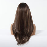 Dark Brown With Highlights Fringe Wig - MARKETPLACE | Brown, Fringe, Synthetic Hair | Milk & Honey Wigs