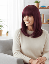 Dark Burgundy Straight with Full Bangs Wig - MARKETPLACE | Red, Fringe, Synthetic Hair | Milk & Honey Wigs