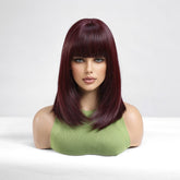 Dark Burgundy Straight with Full Bangs Wig - MARKETPLACE | Red, Fringe, Synthetic Hair | Milk & Honey Wigs
